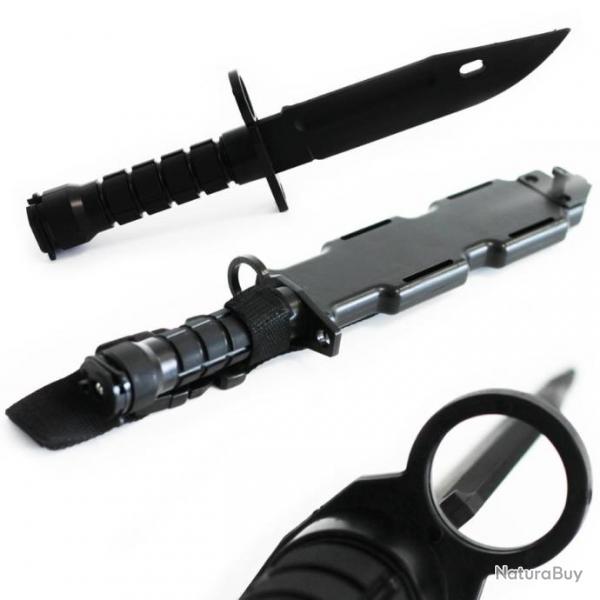 Couteau baonnette FACTICE DUMMY M9 Noir avec tui attache-ceinture