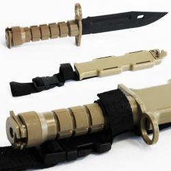 Couteau baïonnette FACTICE DUMMY M9 Tan Beige avec étui attache-ceinture