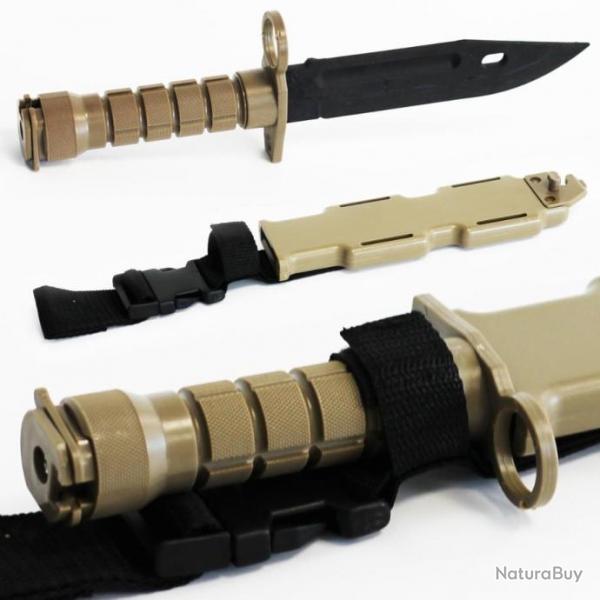 Couteau baonnette FACTICE DUMMY M9 Tan Beige avec tui attache-ceinture