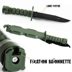 Couteau baïonnette FACTICE DUMMY M9 Vert Olive avec étui attache-ceinture