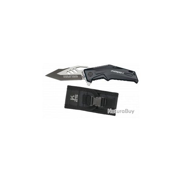 Couteau Pliant "Androd I" - Noir mat -K25 avec revtement lame Titane
