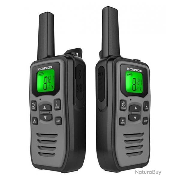 Talkie Walkie 16 Canaux 142 Codes CTCSS VOX LED Rechargeable Longue Porte Randonne Camping Chasse