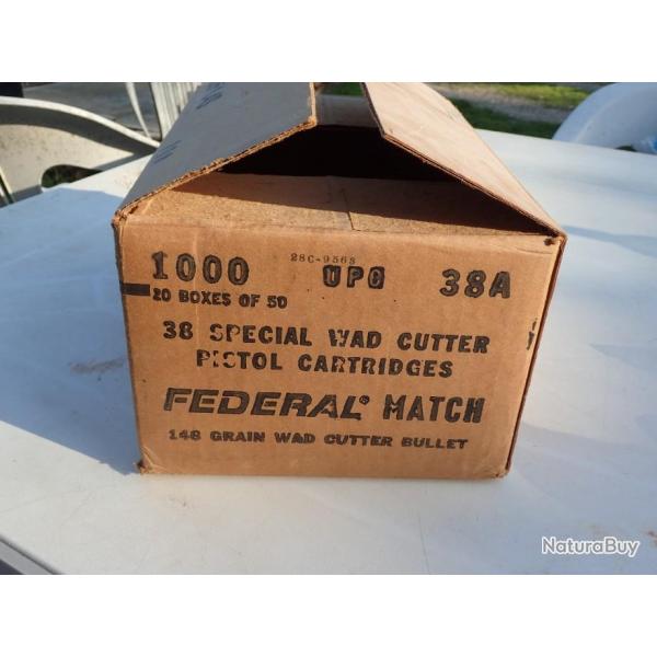 carton vide de 1000 cartouches 38 spcial Wad Cutter - Federal