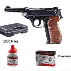 Pack PISTOLET CO2 WALTHER P38 METAL BB'S CAL. 4,5 MM 