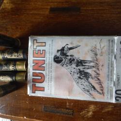 1 boite collector et 5 munitions carton calibre 20 de marque Tunet extra longue portée plombs n°8
