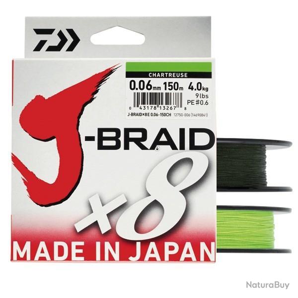 Tresse Daiwa J Braid X8 Vert 150m Vert 24/100 150m