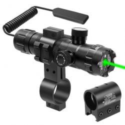 Pointeur laser tactique VERT avec switch déporté livré avec 2 montages (en 8 et rail 20mm)