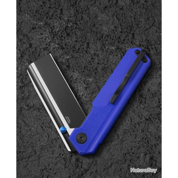 Couteau Bestech Tardis Blue Manche G10 Lame Acier D2 Black/Satin IKBS Linerlock Clip BTKG54G