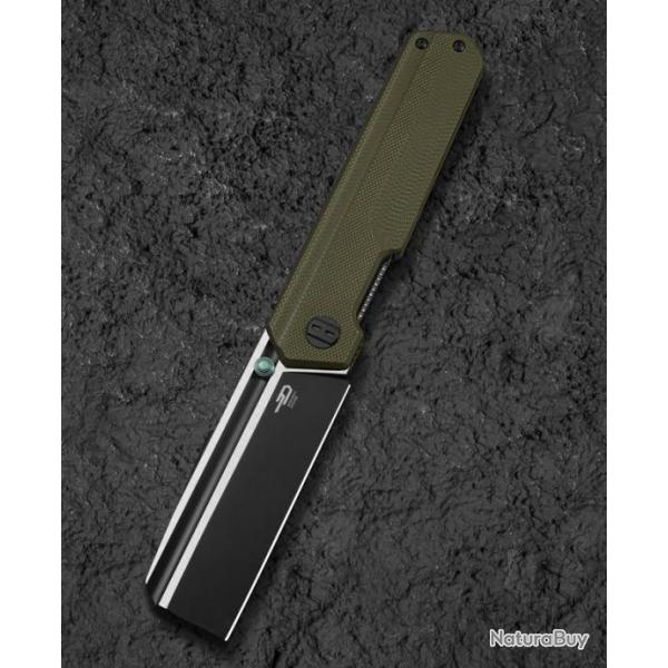 Couteau Bestech Tardis Od Green Manche G10 Lame Acier D2 Black/Satin IKBS Linerlock Clip BTKG54C