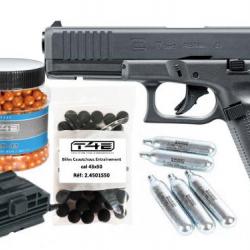 Ultime Pack Glock 17 gen5 calibre 43 (Munitions caoutchouc X50 + 5X capsules CO2 + laser + Munitions