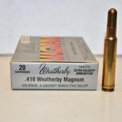 1 Boite de balles Weatherby Solid calibre 416 weatherby magnum