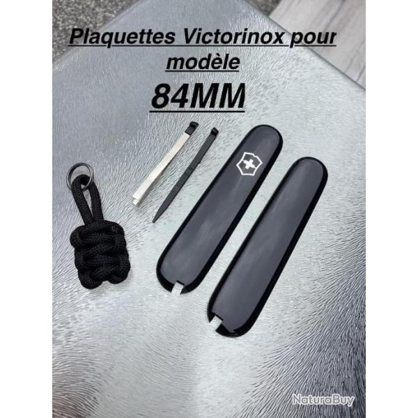 Neuf Ctes / Plaquettes Original Swiss Victorinox 84mm + Pincette/Cure-dent + Noeud paracord (Black)