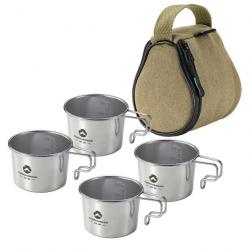 4 tasses inox + sacoche