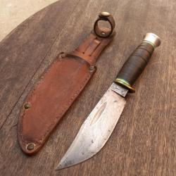 Ancien  Couteau SABATIER Manche en Cuir avec Étui en cuir