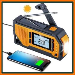 Radio d'urgence solaire - Ecran LCD - Manivelle de secours - Batterie Rechargeable 2000 mAh - SOS