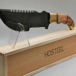 Couteau de Chasse à Dépecer Tracker en Damas - Le Grizzli - Coutellerie Artisanal Hosteel