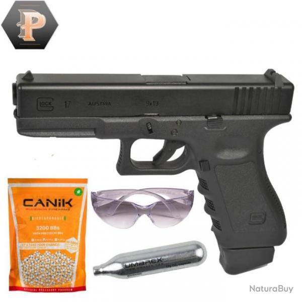 Pistolet airsoft Glock 17 gen3 Inokatsu noir CO2 + billes + lunette + capsules