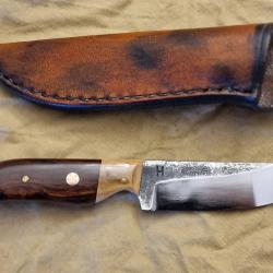 Couteau Hilmar "l'Isatis" ivoire de mammouth et bois de fer