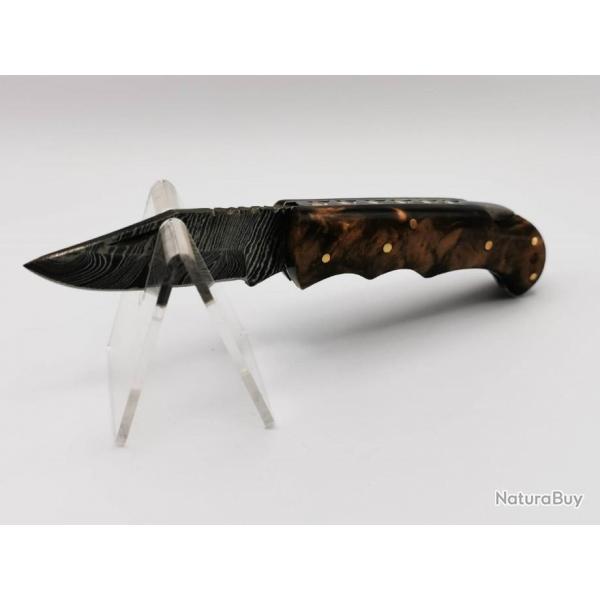 Couteau de Poche en Damas - Saturne - Collection Coutellerie Artisanal Hosteel