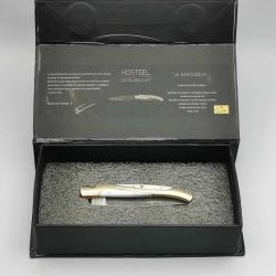 Couteau de Poche en Damas - Le Baroudeur White - Collection Coutellerie Artisanal Hosteel