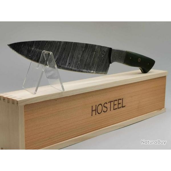Couteau de Cuisine de Chef en Damas - Le Normand - Collection Coutellerie Artisanal Hosteel