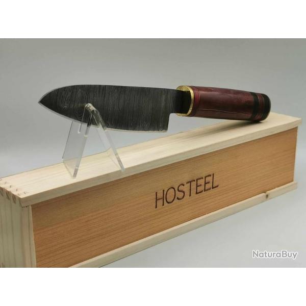 Couteau de Cuisine Japonais en Damas - Le Nippon - Collection Coutellerie Artisanal Hosteel