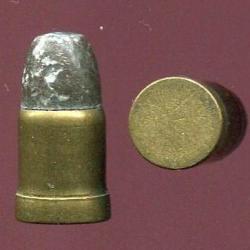 9 mm Perrin 1859 - étui laiton - amorçage central couvert - balle méplate