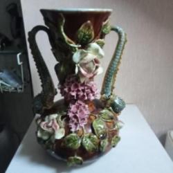 vase ancien barbotine XIXème hauteur 30 cm largeur 20 cm