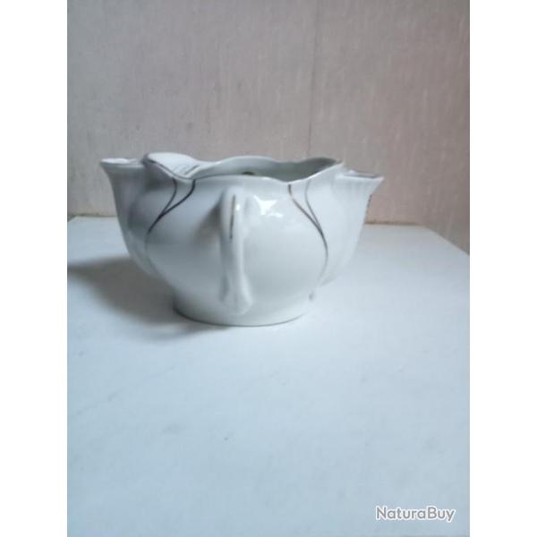 pot ancien  double verseur en porcelaine hauteur 8 cm x 14 cm