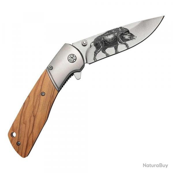 COUTEAU PLIANT LAME 11 CM IMPRESSION CERF TU SANS