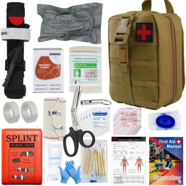 Kit de Survie de Premiers Secours, pour sauver des vies, Tourniquet Bandage Isralien, Attelle,ect