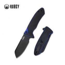 Couteau Kubey Creon Blk/Blue Button Lock Lame Acier AUS-10 Manche G10 IKBS Clip KUB336D