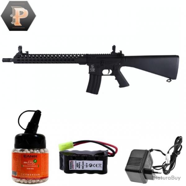 Rplique airsoft Colt M16 Keymod Black 1J + chargeur + batterie + bille