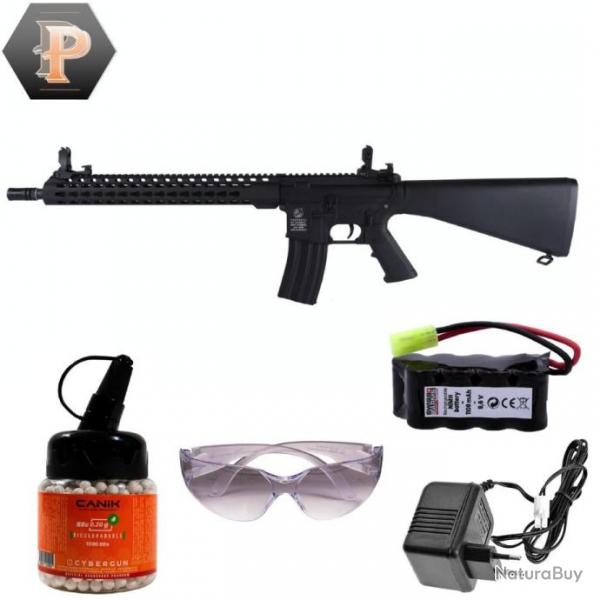 Rplique airsoft Colt M16 Keymod Black 1J + chargeur + batterie + bille + lunette