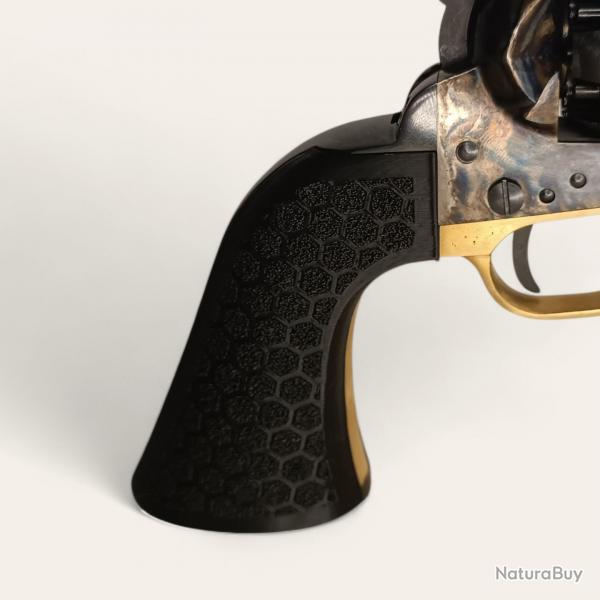 Plaquettes texture hexagonale Colt 1860 Pietta noir