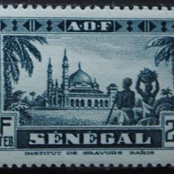 timbre 20 Fcs Mosquée de Djourbel AOF Sénégal 1935 N° 137 sans charnière