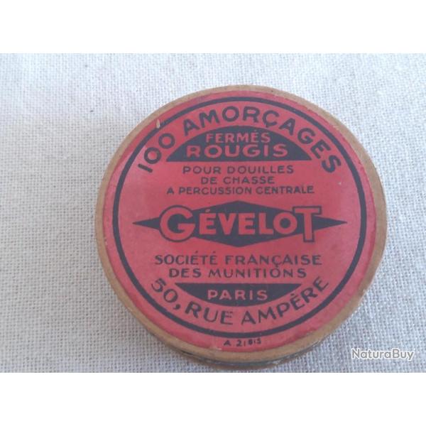 GEVELOT TRES RARE BOITE CARTON  DE 50 OU 60 AMORCES ANNEES 30 ENVIRON