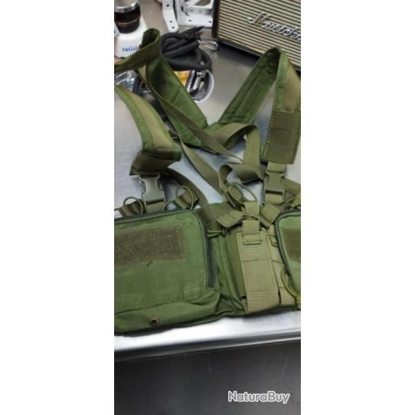 Gilet multi poches Vert, TACTICAL porte chargeurs Wargame militaire systme Molle