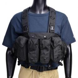 Gilet multi poches Noir, TACTICAL porte chargeurs Wargame militaire système Molle