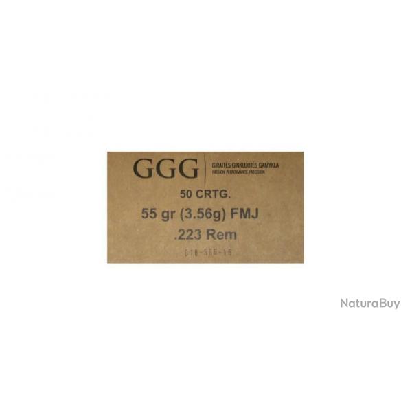 Lot de 10 boites de 50 munitions GGG 223 REM FMJ 55 GR