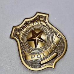 INSIGNE METAL AIRSOFT ACCESSOIRE BADGE SPECIAL POLICE AVEC PINCE COULEUR OR! NEUF