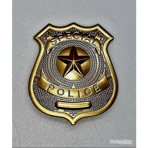 REDUCTION 2025! NOUVEAU INSIGNE METAL AIRSOFT ACCESSOIRE BADGE SPECIAL POLICE AVEC PINCE COULEUR OR