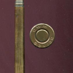 9.3 x 72 R - marquage : DWM  9.3 x 72 R - balle cuivre &eacute;tam&eacute;e pointe plomb plate