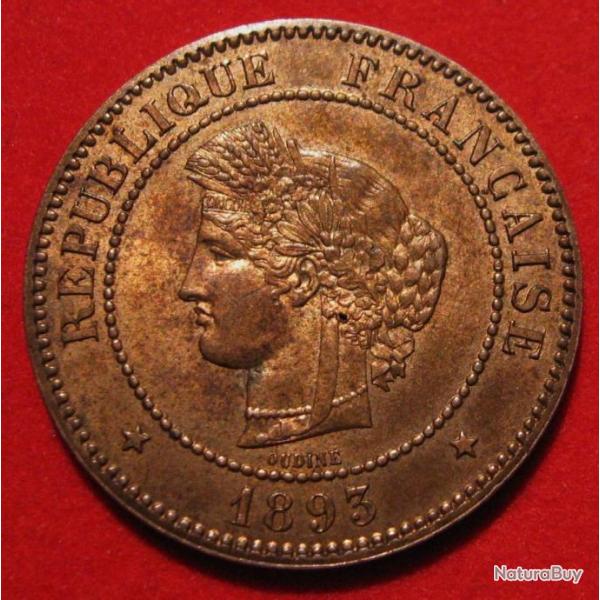 France  5 centimes " Ceres 1893 " bronze  ttb++