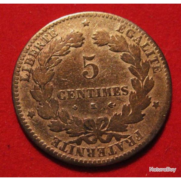 France 5 centimes Ceres 1876 K  bronze TB++