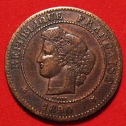 France 5 centimes Ceres 1890 A  bronze TB++