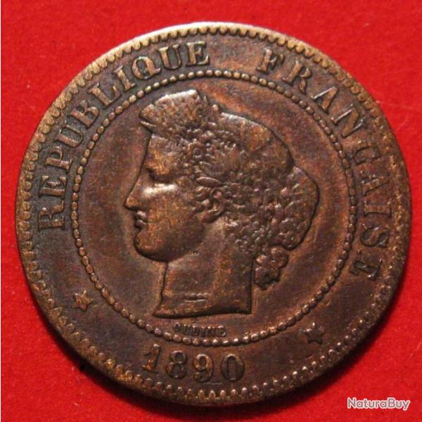 France 5 centimes Ceres 1890 A  bronze TB++