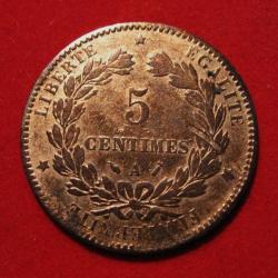 France 5 centimes Ceres 1896 A  bronze TB++
