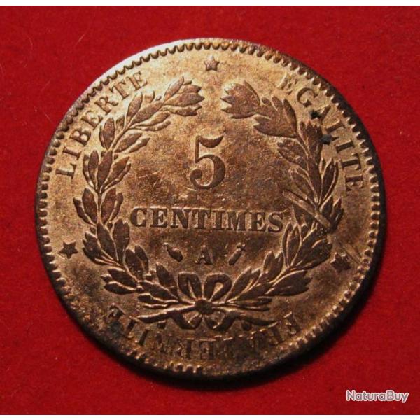 France 5 centimes Ceres 1896 A  bronze TB++