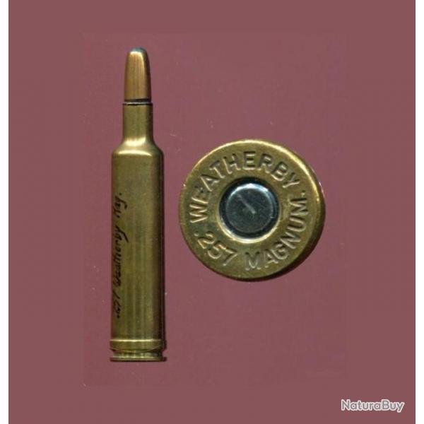 .257 Weatherby Magnum - balle cuivre pointe plomb arrondie